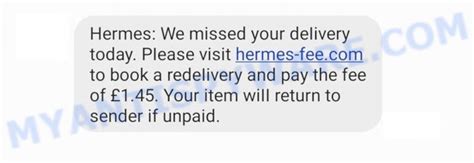 redelivery Hermes scam email